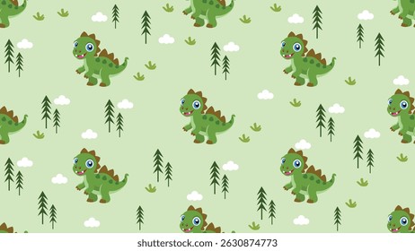 Dinosaurs seamless pattern background. Dinosaurs illustration pattern. Dinosaurs background. Perfect for fashion clothes, shirt, fabrics, textiles, wallpaper, decor, print, packaging.