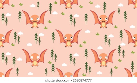 Dinosaurs seamless pattern background. Dinosaurs illustration pattern. Dinosaurs background. Perfect for fashion clothes, shirt, fabrics, textiles, wallpaper, decor, print, packaging.
