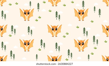 Dinosaurs seamless pattern background. Dinosaurs illustration pattern. Dinosaurs background. Perfect for fashion clothes, shirt, fabrics, textiles, wallpaper, decor, print, packaging.