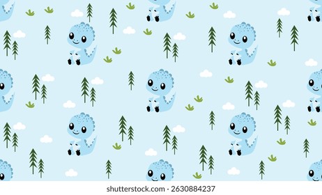 Dinosaurs seamless pattern background. Dinosaurs illustration pattern. Dinosaurs background. Perfect for fashion clothes, shirt, fabrics, textiles, wallpaper, decor, print, packaging.