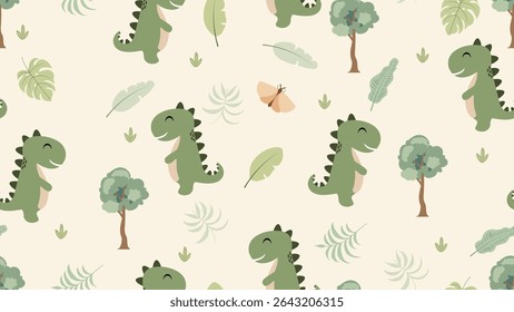 Dinosaurs seamless pattern background. Dinosaurs illustration pattern. Dinosaurs background. Perfect for fashion clothes, shirt, fabrics, textiles, wallpaper, decor, print, packaging. SSTKbackgrounds 