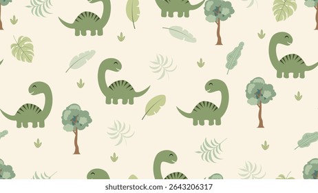 Dinosaurs seamless pattern background. Dinosaurs illustration pattern. Dinosaurs background. Perfect for fashion clothes, shirt, fabrics, textiles, wallpaper, decor, print, packaging. SSTKbackgrounds 