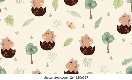 Dinossauros sem emenda padrão de fundo. Padrão de ilustração de dinossauros. Fundo de dinossauros. Perfeito para roupas de moda, camisa, tecidos, têxteis, papel de parede, decoração, impressão, embalagem. PlanosDeFundoSSTK 