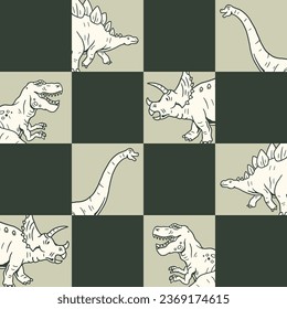 Dinosaurs Seamless Pattern. Cartoon Dinosaurs Seamless Repeat Design.