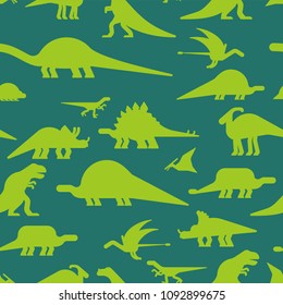Dinosaurs seamless pattern. Dino texture. Prehistoric monster lizard background. Ancient animal cartoon style. Childrens cloth ornament. Vector illustration