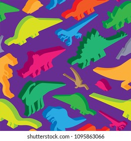 Dinosaurs seamless pattern. Dino texture. Prehistoric monster lizard background. Ancient animal cartoon style. Childrens cloth ornament. Vector illustration
