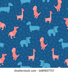 Dinosaurs seamless pattern for kids, Creative vector childish background