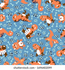 Dinosaurs seamless pattern for kids, Creative vector childish background