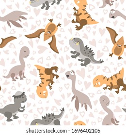 Dinosaurs seamless pattern for kids, Creative vector childish background