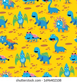 Dinosaurs seamless pattern for kids, Creative vector childish background