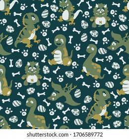Dinosaurs seamless pattern for kids, Creative vector childish background