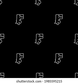Dinosaurs seamless pattern, T-Rex cartoon characters on  black wallpaper.