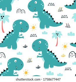 Dinosaurs seamless pattern vector illustration. Vector illustration design for fashion fabrics, textile graphics, prints.