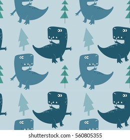 Dinosaurs seamless pattern vector illustration for t-shirt design. Vector illustration design for fashion fabrics, textile graphics, prints.	