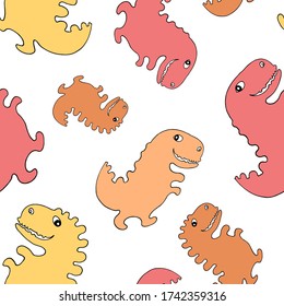Dinosaurs seamless pattern. Vector. Textile seamless pattern. Fantastic animals. 