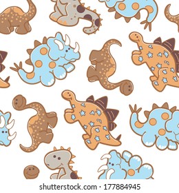 Dinosaurs seamless repeat pattern.