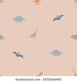 Dinosaurs Seamless Vector Pattern, silhouette Dinosaurs Kids Seamless Repeat Design, textile scrapbook