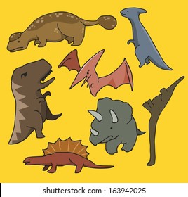 Dinosaurs set flat. hand drawn Vector illustration