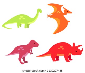 Dinosaurs set on white background vector illustration flat desing