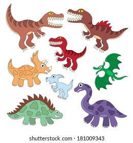 Dinosaurs set on white background