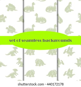 Dinosaurs. Set of seamless backgrounds