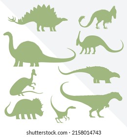 Dinosaurs set Silhouettes design Vector templates