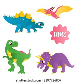 Dinosaurs set. Vector cute comic dinos 