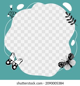 Dinosaurs. Set of vector frames in the form of a spot in a flat cartoon style. Template for children's photos, postcards, invitations.