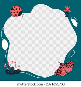 Dinosaurs. Set of vector frames in the form of a spot in a flat cartoon style. Template for children's photos, postcards, invitations.