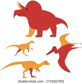 Dinosaurs set vector illustration for kids in flat style