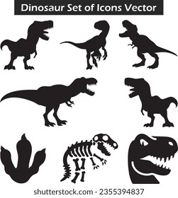 Dinosaurs Set vectors, set of dinosaurs silhouettes, Vector illustration eps