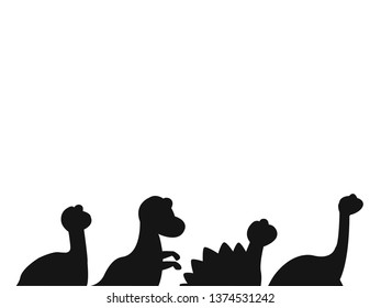 Dinosaurs silhouette cartoon set illustration