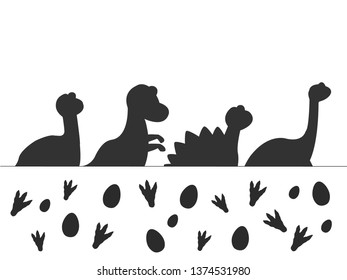 Dinosaurs silhouette cartoon set illustration