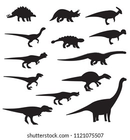 Dinosaurs silhouette icon set. Vector icons set.