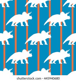 Dinosaurs silhouette seamless pattern colorful background