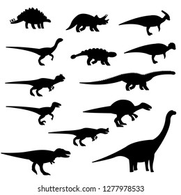 Dinosaurs silhouette set. Vector.