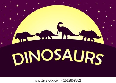 Dinosaurs silhouettes. eps10 vector stock illustration
