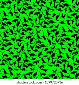Dinosaurs silhouettes, seamless pattern, vector illustration