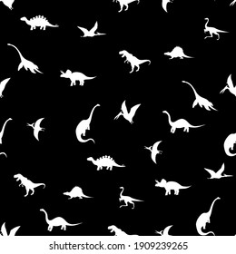 Dinosaurs silhouettes, seamless pattern, vector illustration