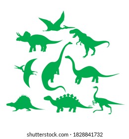 Dinosaurs silhouettes set, vector illustration