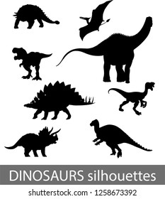 Dinosaurs silhouettes vector set.