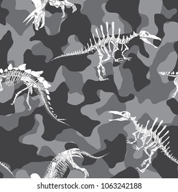 Dinosaurs skeleton ,camouflage seamless pattern vector