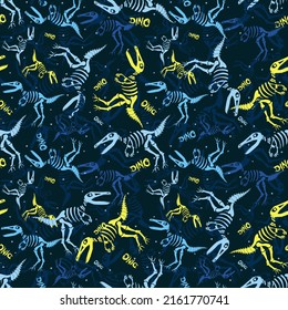 Dinosaurs skeleton with stars. Funny print for textiles.