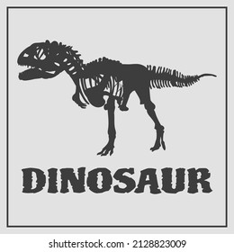 Dinosaurs skeletons fossils. Original black print for T-shirts, textiles, web.