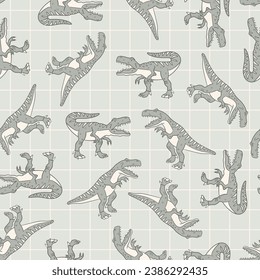 Dinosaurs sketch hand drawing seamless pattern repeat cute illustration art wrapping paper children t-rex