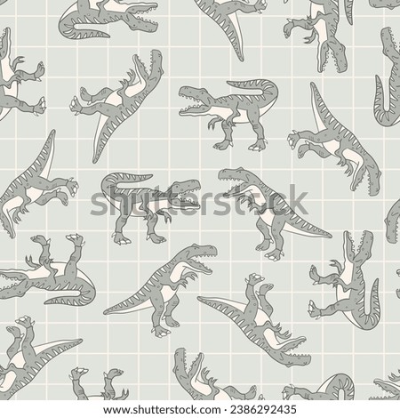 Dinosaurs sketch hand drawing seamless pattern repeat cute illustration art wrapping paper children t-rex