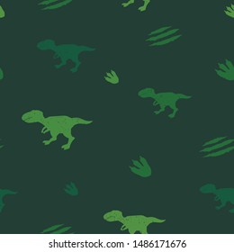 Dinosaurs t rex repeat print for boy, textile, clothes, wrapping paper. Jurassic period elements and predators seamless pattern. 