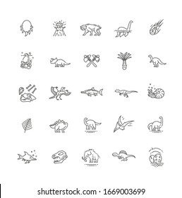 Dinosaurier-Vektorillustration-Icon-Set