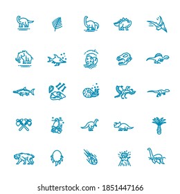 Dinosaurs thin line vector icon set. Prehistoric age life