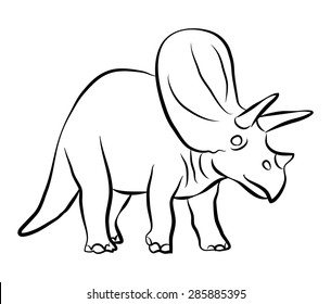 dinosaurs Triceratops outline vector